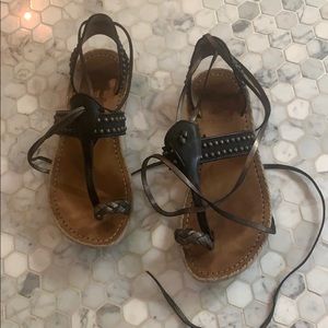 Christian Louboutin tie up espadrille sandals